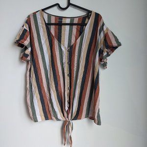 Button down stripped T-shirt
